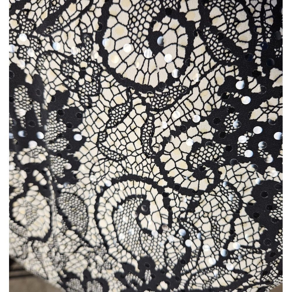 Joseph Ribhoff Maxi Skirt Fit And Flare Elastic Waist Stretch Lace Print Size 12 - Picture 6 of 6